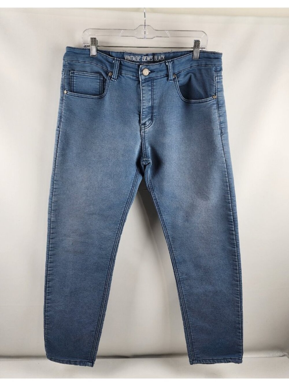 Vintage Genes Black Jeans Mens 36x29 Blue Slim Straight Fit Denim